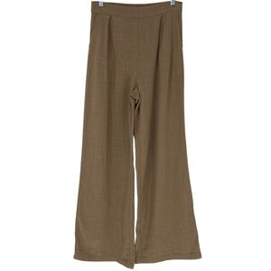 Rachel Paige Tan Wide Leg Pleated Pants with Pockets Women's size medium